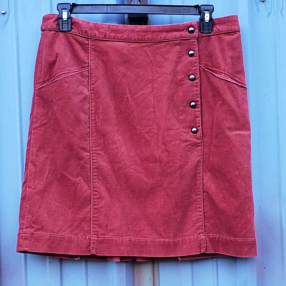 Anthropologie Cartonnier Corduroy Skirt Rust 14